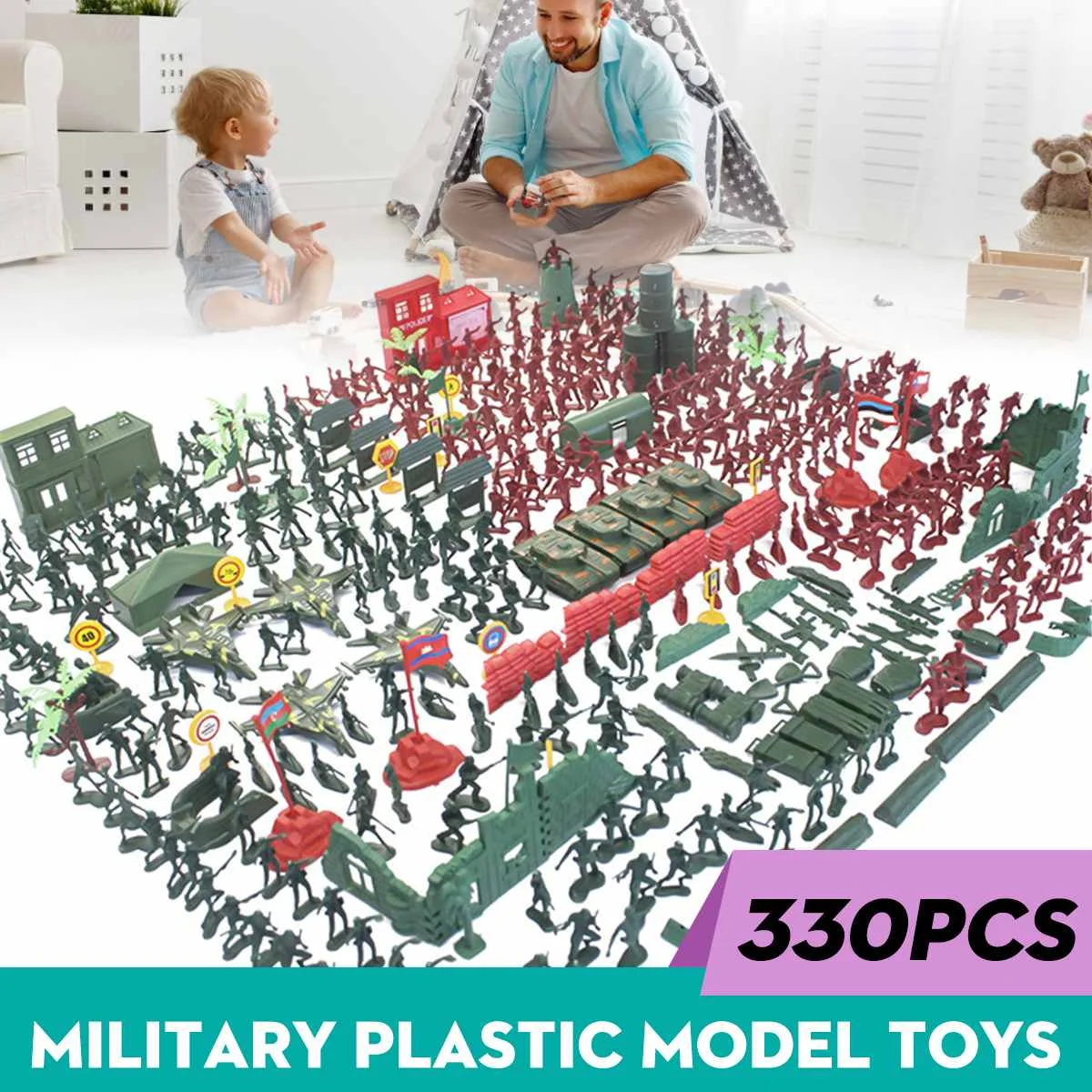 

290 шт./330 шт./компл. Военная пластиковая модель, игрушечный набор, армейские фигурки, аксессуары, декоративные подарочные модели, игрушки, дет...