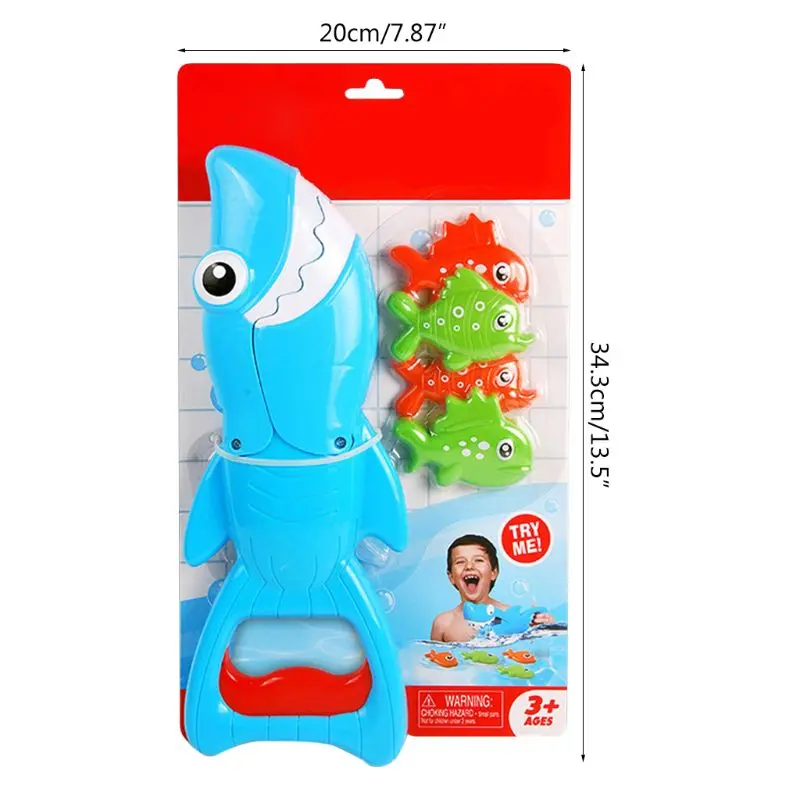 

1 Set Shark Grabber Bath Toy for Boys Girls Catch Game with 4 Fishes Bathtub Fishing