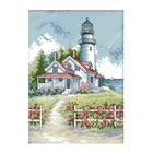 Штампованные наборы для вышивки крестиком, предварительно отпечатанная ткань для вышивки, наборы для рукоделия для начинающих-Маяк 27 см x 39 см