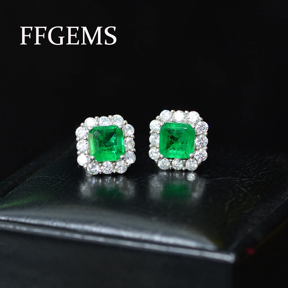 Женские серьги из серебра 100% пробы с изумрудом квадратные камнем 2020 | Украшения и