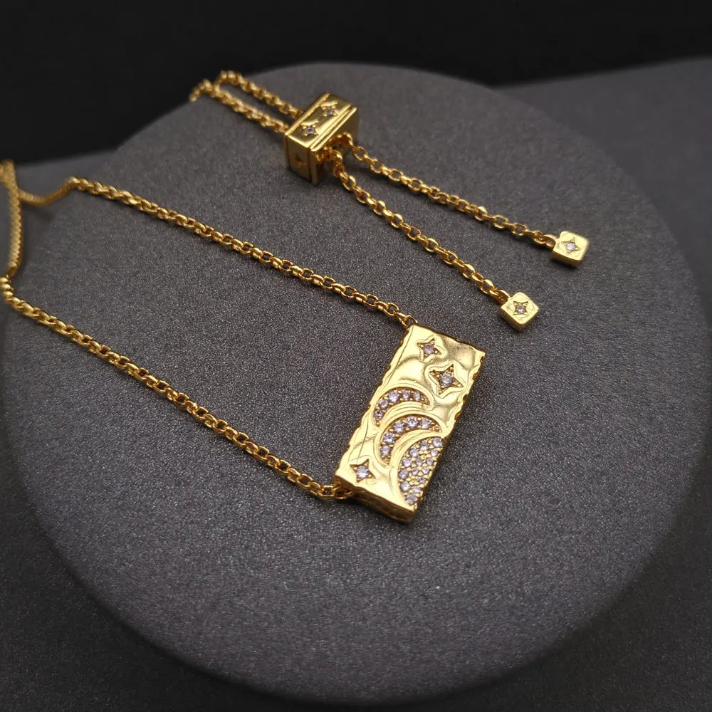

popzone s925 sterling silver necklace april new square fantasy star and moon necklace female fashion bohemian exotic style gift