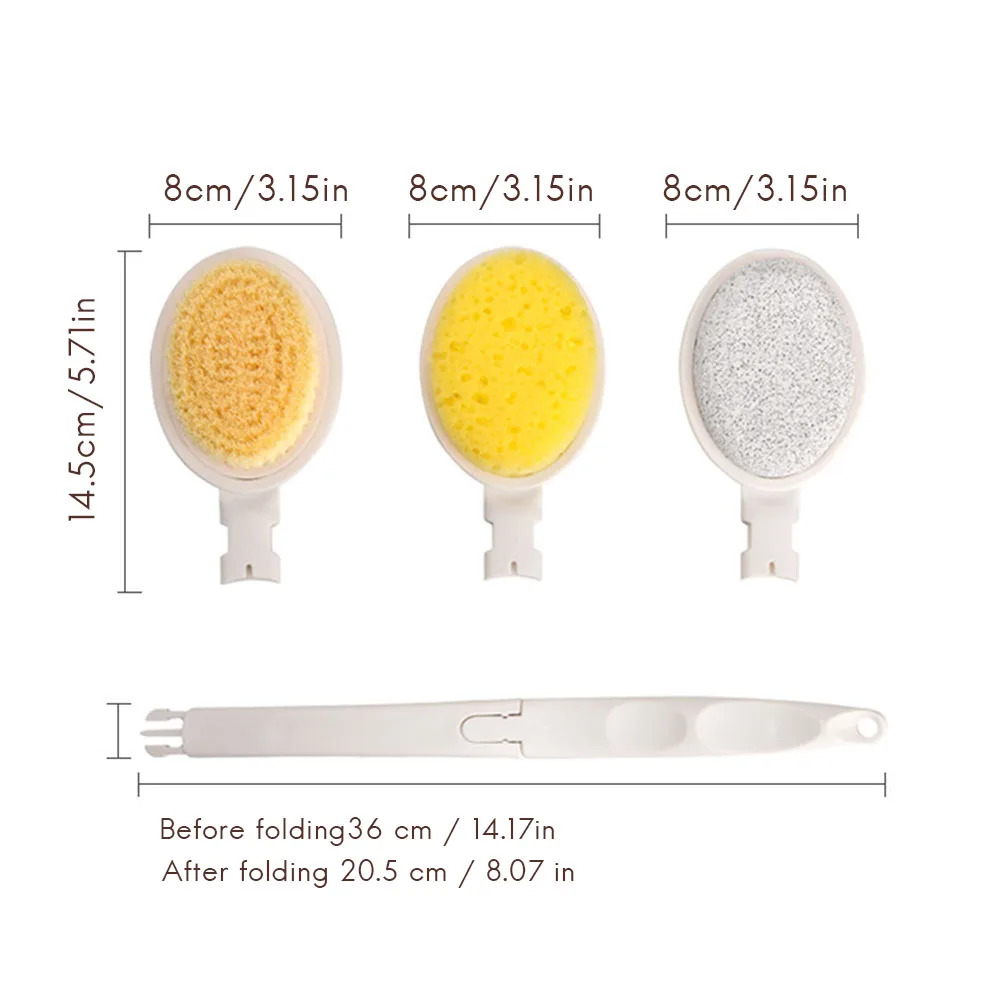 

Long Handle Soft Body Brush 3 in 1 Foldable Bath Brush Soft Hair Versatile Bath Brush Lotion Applicator Care Skin Easy Use