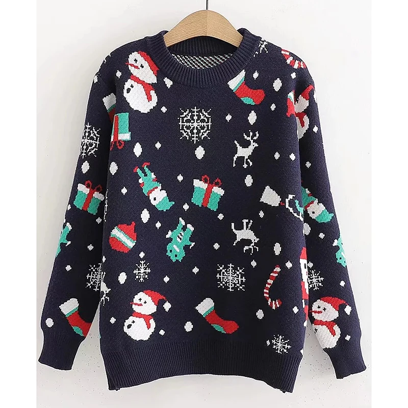 Черный Plus Size Jumper Snowman Deer Sweaters New Santa Claus Xmas Patterned Christmas Sweaters Tops For Men Women Pullovers - Цвет: Черный