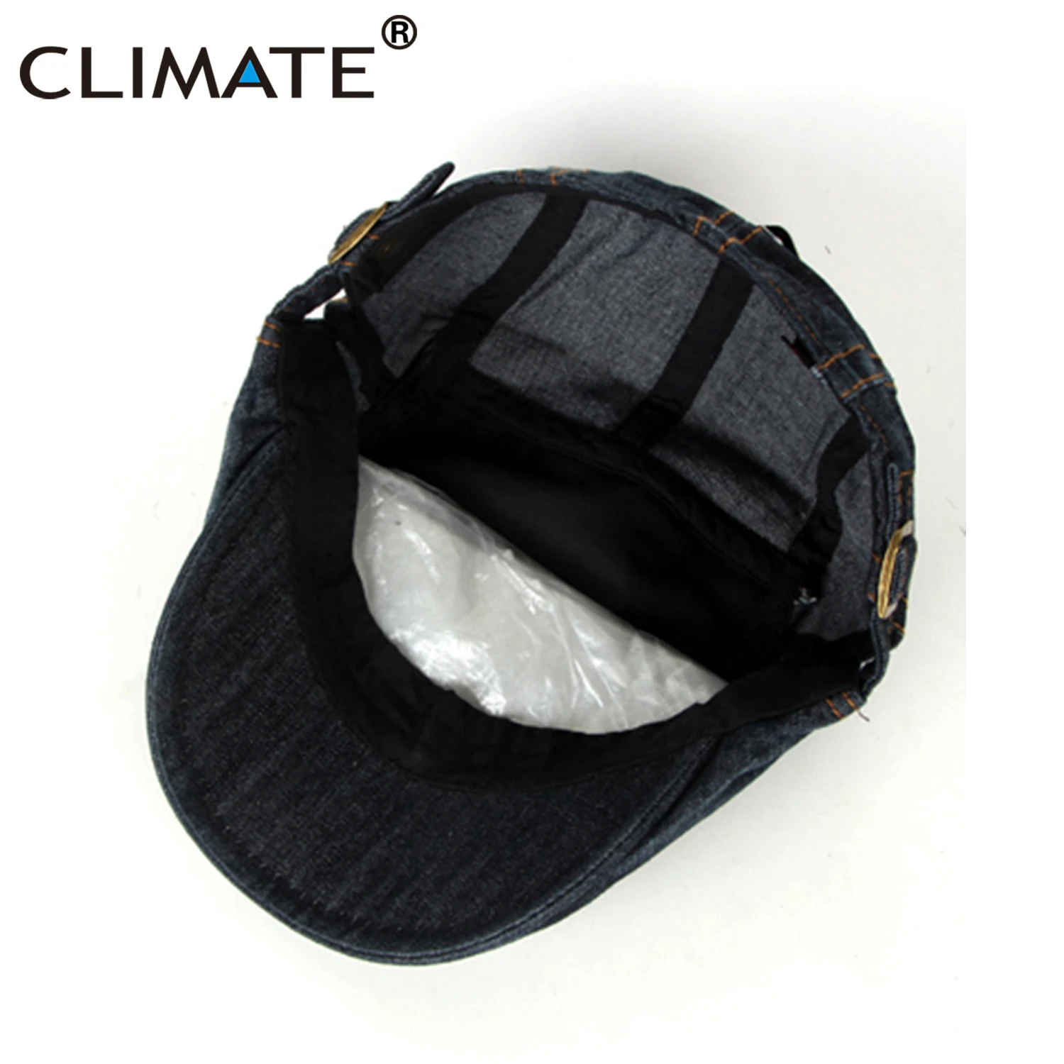 CLIMATE Men Denim Beret Flat Cap Hat Men Cool Beret Denim Man Hat Adult Jeans Cap Adjustable Adult Denim Jeans Cotton Flat Caps