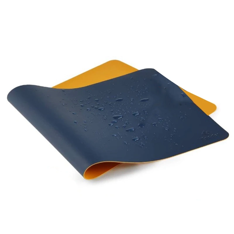 

NEW-Desktop Mat, 40Cm X 80Cm Pu Leather Office Table Mat, Computer Table Mat for Office, Double-Sided (Dark Blue and Yellow)