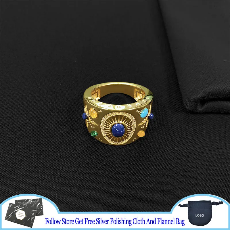 

S925 Sterling Silver Ring ROMA Multicolor Stone Ring Noble Bohemian Style Fashion Zircon Bridal Brand Jewelry Woman Gift Simple