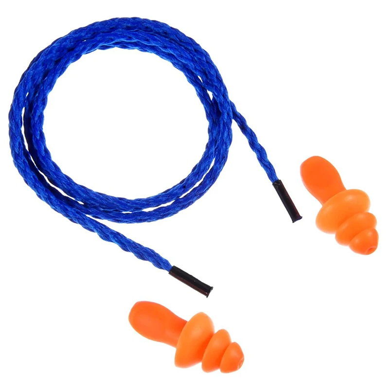 

MOOL 100 Pairs Corded Ear Plugs Reusable Silicone Earplugs Sleep Noise Cancelling for Hearing Protection