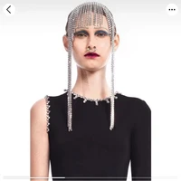 luxury rhinestone long tassel wedding forhead headband hair hoop jewelry for women bling crystal bang head chain hair jewelry