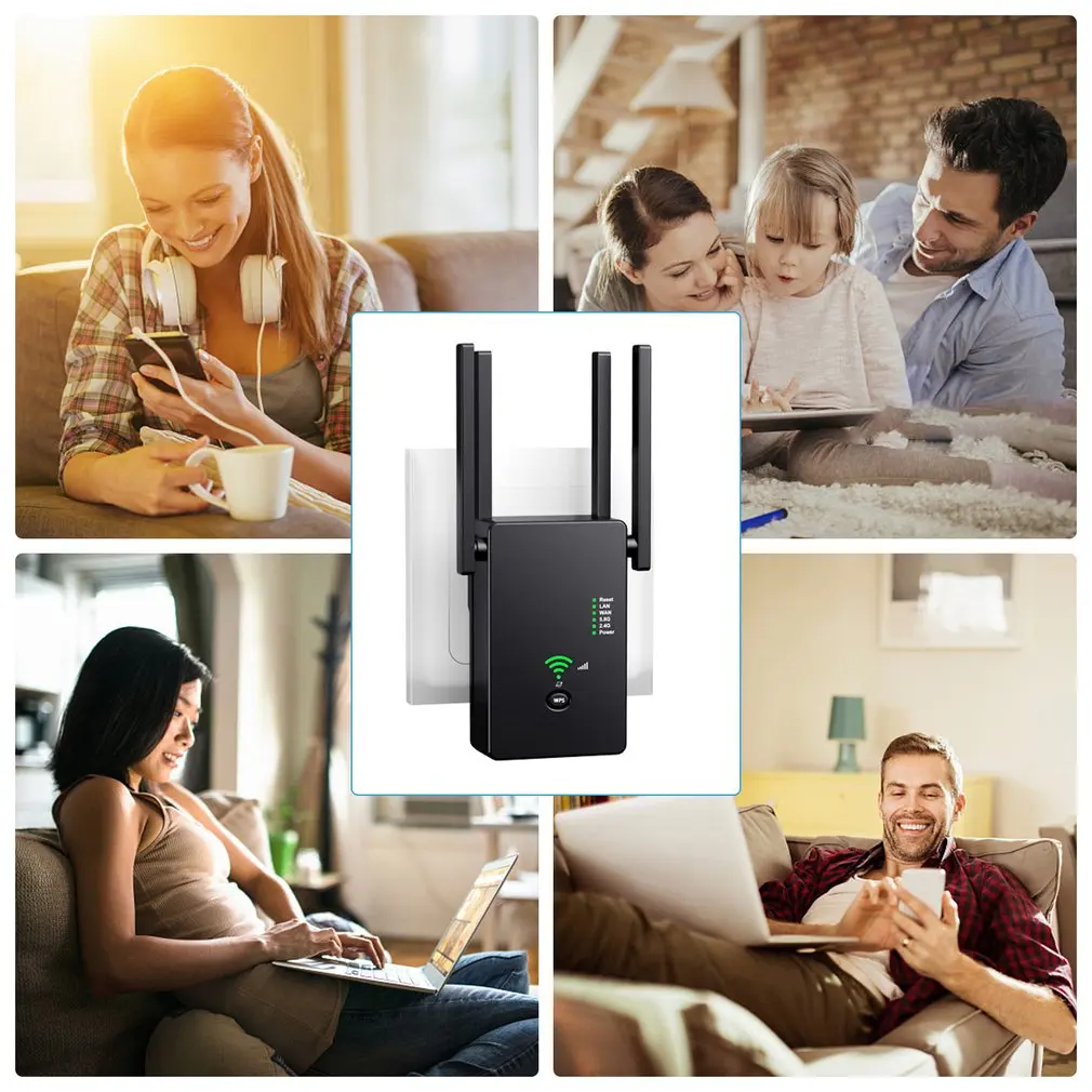 2.4 5.8Ghz Dual Band Wifi Extender Wireless Wifi Range Extender Repeater Router AC1200M Wifi Booster Access Point US EU Plug