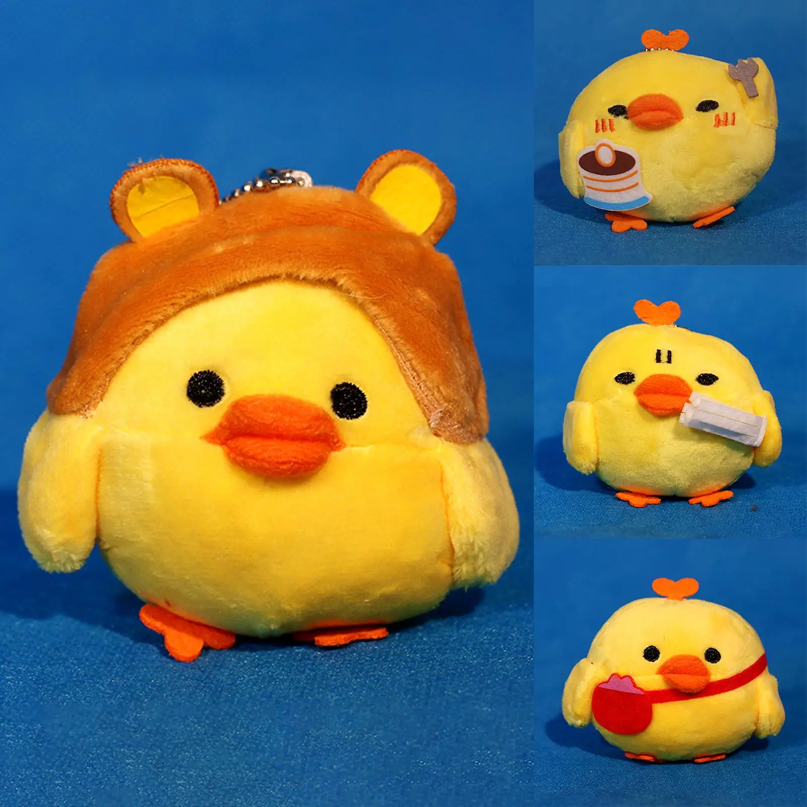 

4Pcs Mini Cute Cartoon Chicken Soft Plush Doll Hanging Toy Bag Pendant Decor