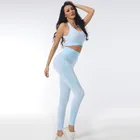 Спортивная одежда для тренировок и фитнеса, 2 шт., дышащая, сверхэластичная, для спортзала, бесшовная, для женщин