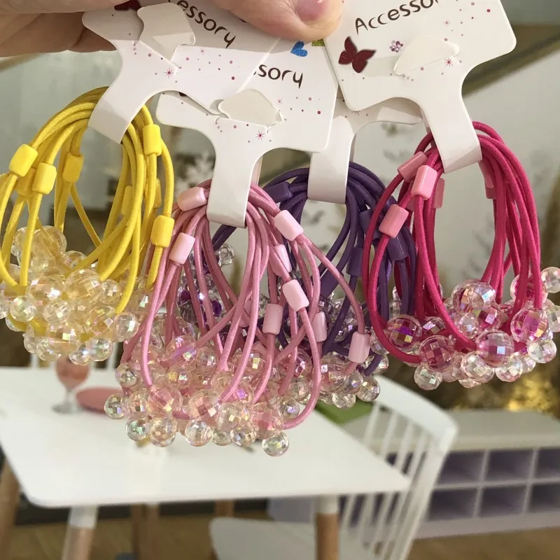 2 шт./компл. эластичные резинки для волос из блестящего хрусталя и смолы резиновые