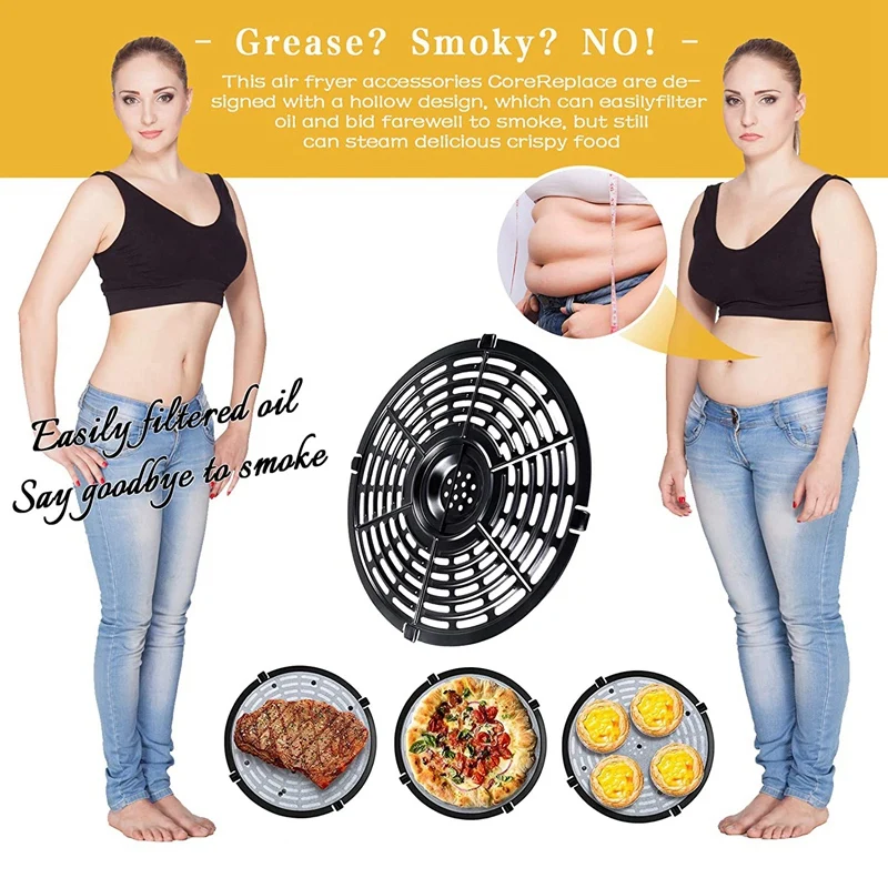 

Air Fryer Rack Parts,Grill Plate for Air Fryer Pan Non-Stick Air Fryer Accessories Air Fryer Rack with Brush Steam Rack