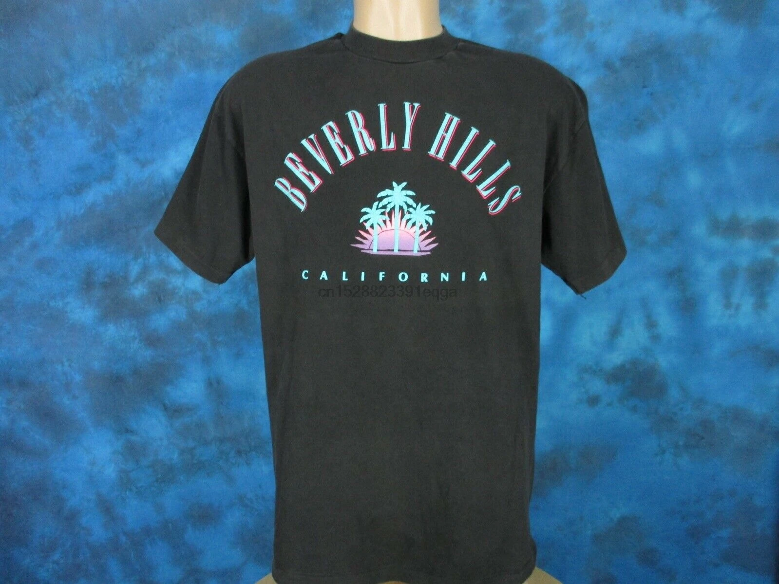 Винтажные 90S Беверли Холмс California футболка с рисунком закат большой пляж сёрф