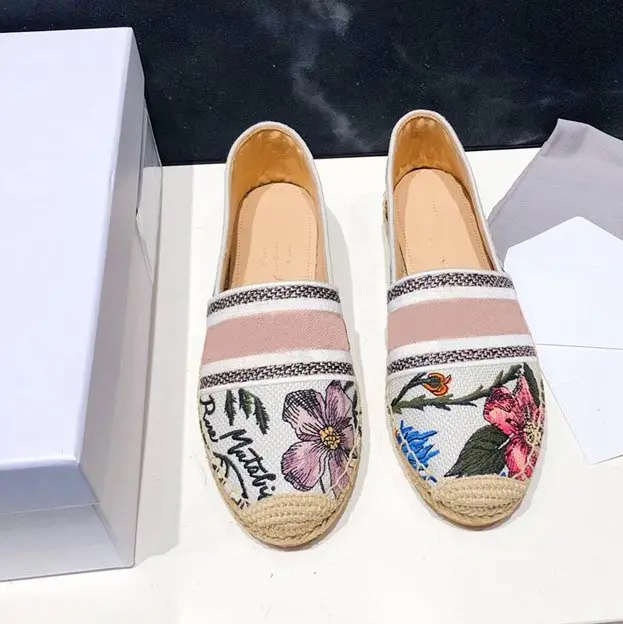 

prowow summer new style letter embroidery flower fisherman shoes straw woven shoes all-match flat-bottom half-drag women'