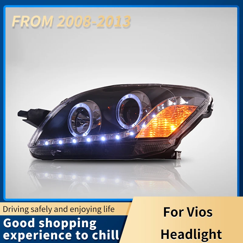 

Внешний автомобильный Стайлинг для фар Vios 2008-2013, динамический сигнал, фара DRL, качественные автомобильные аксессуары