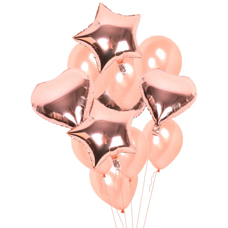 Звезда розового золота сердце шар фольга шампанское шары Свадебная вечеринка