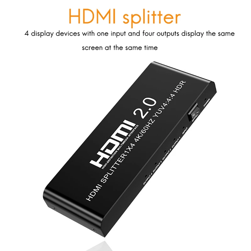 HDMI 2.0 1X4 Splitter HD Video 4K 60HZ For Computer Monitor DVD Player Projector Television(EU Plug) | Электроника