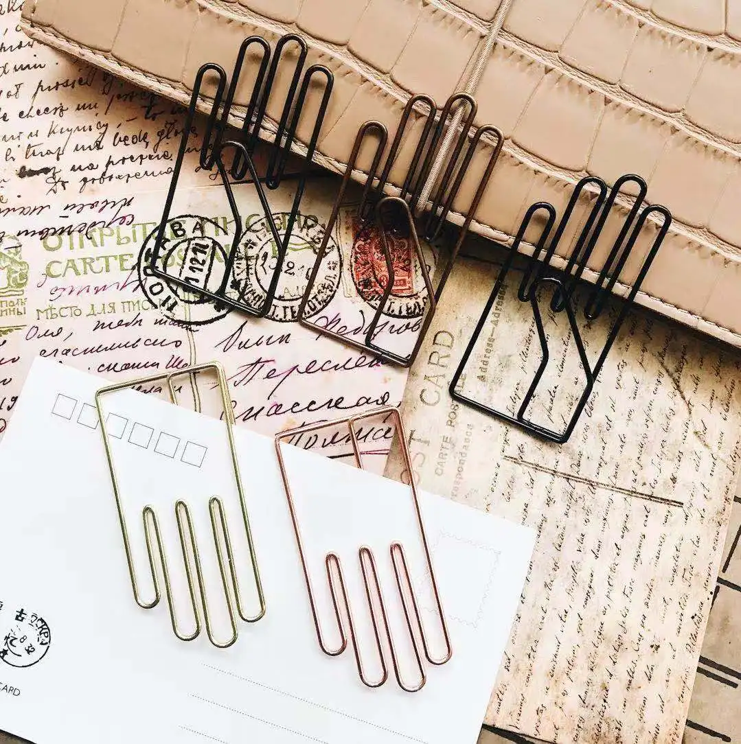 Ретро в форме руки Papel Заметки DIY металлическая Закладка связующего зажимы Примечания письмо скрепки