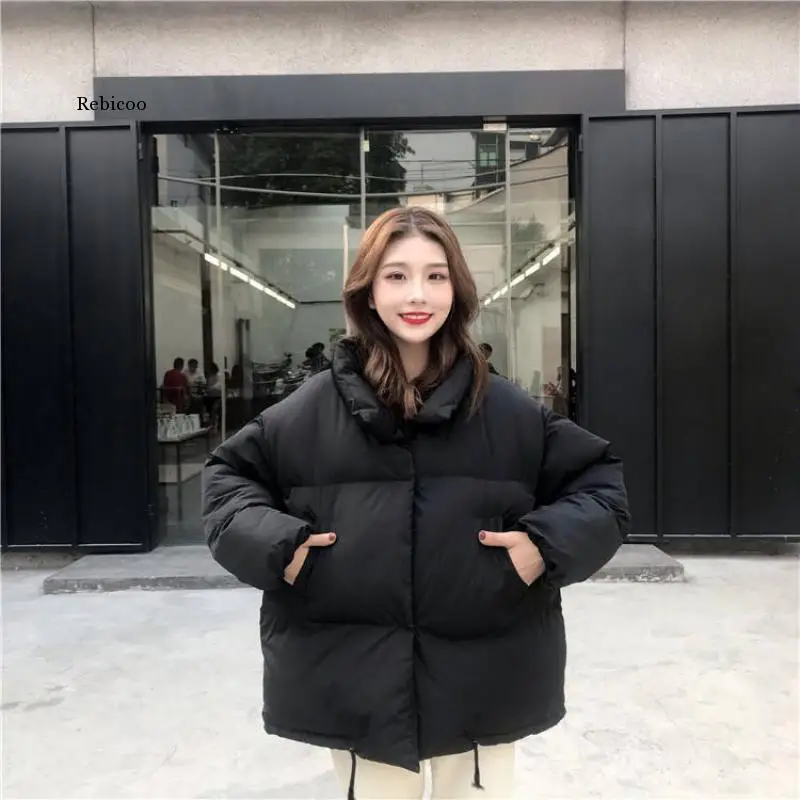 

Women Short Jacket Stand Zipper Parka 2020 Winter Jacket Coat Fashion Autumn Solid Warm Casual Padded Parka Female Coat Women