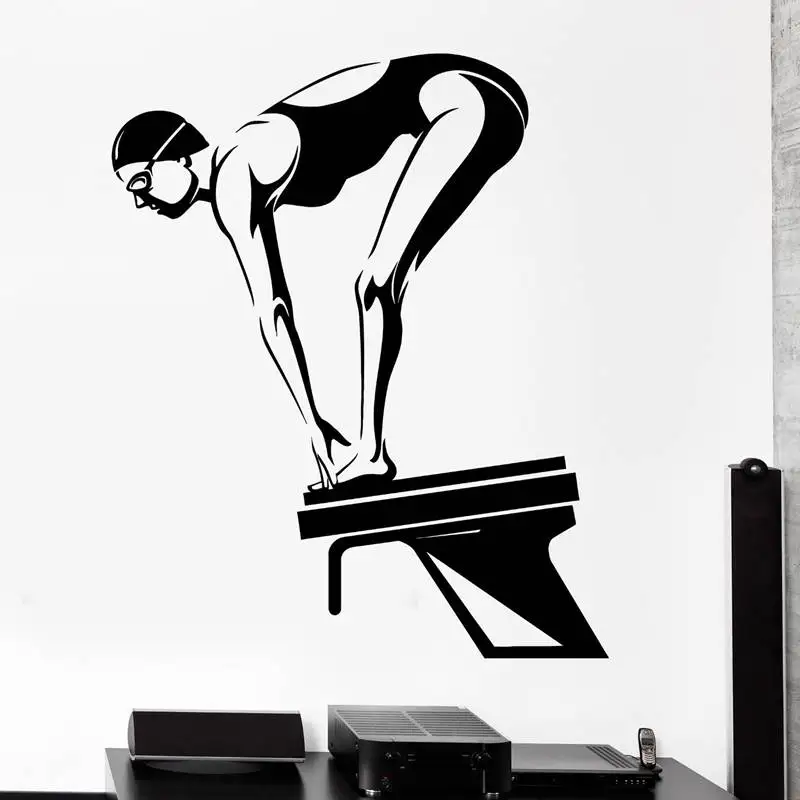 

Women Swim Wall Sticker Car Swimmer Decal Swimming Posters Vinyl Wall Decals Decor Mural Swimming Wall Decal