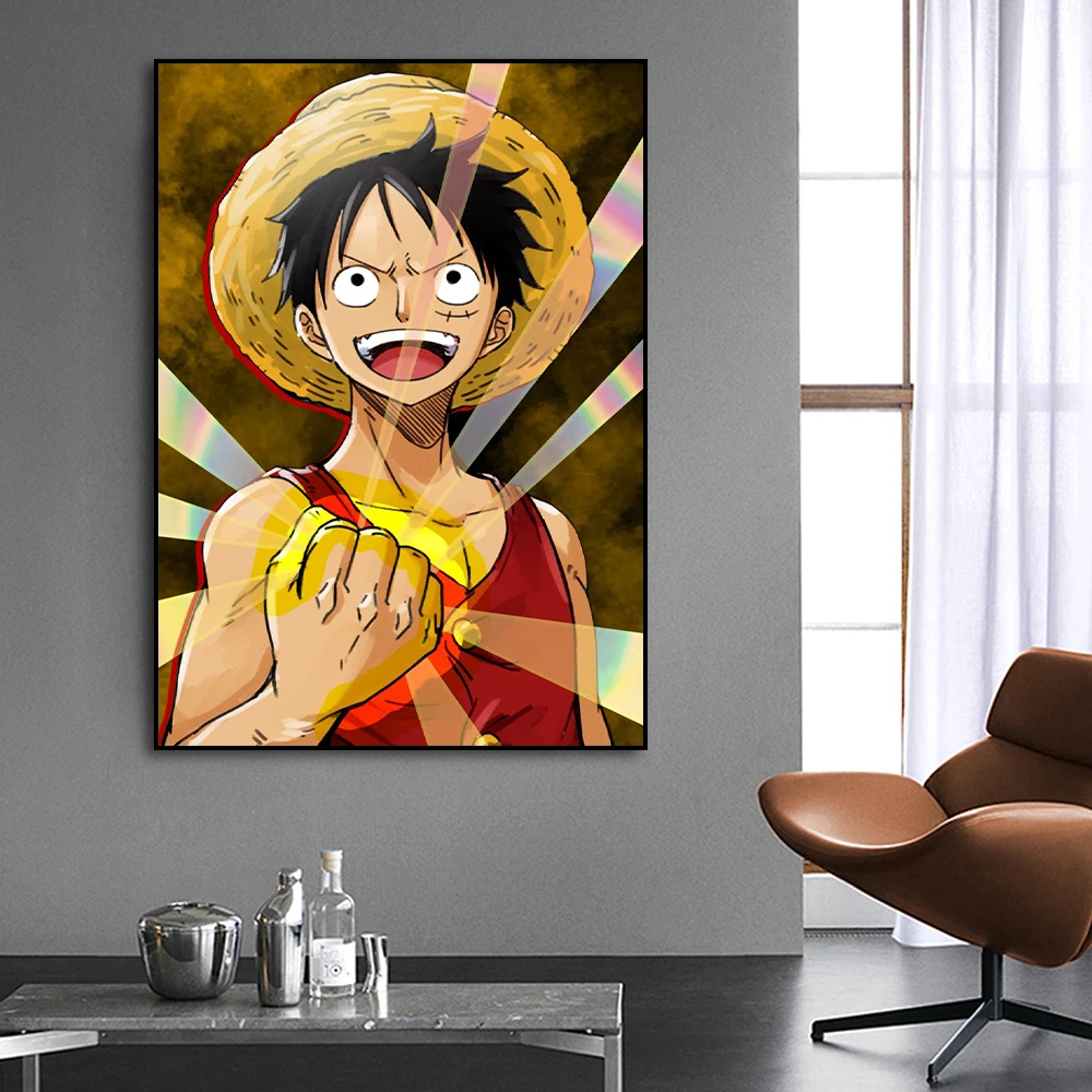 

Luffy Poster One Piece Anime Wall Decor Prints Canvas Art Cartoon Painting Wall Picture For Kids Room Japanese Manga Home Decor