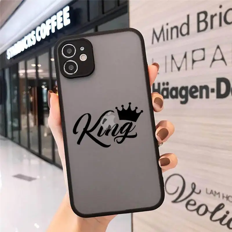 

luxury Crown Princess king Phone Cases Matte Transparent for iPhone 7 8 11 12 s mini pro X XS XR MAX Plus cover funda