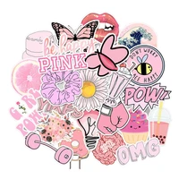50 pcs pack stickers pink simple girl vsco sticker waterproof diy for on laptop fridge phone skateboard suitcase stickers