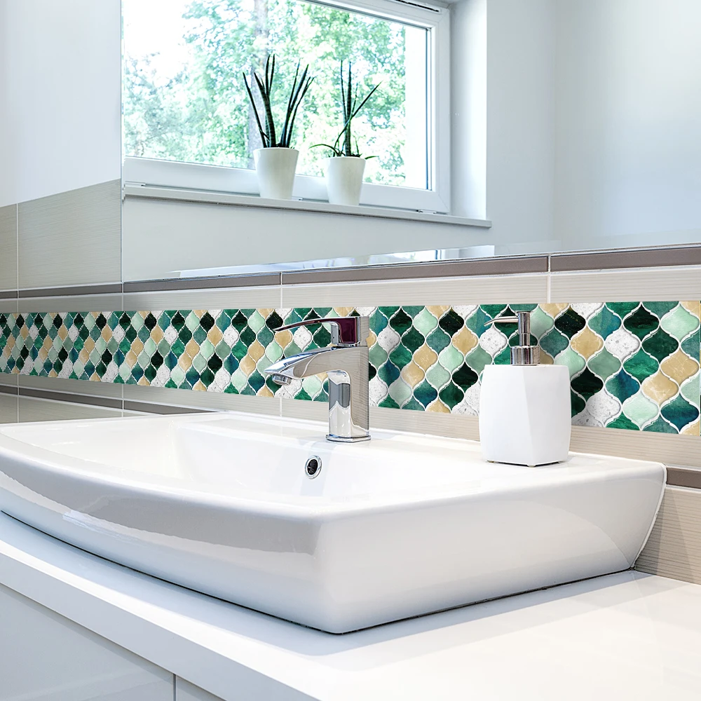 Funlife®Зеленые желтые мозаичные настенные наклейки виниловые экологически чистые