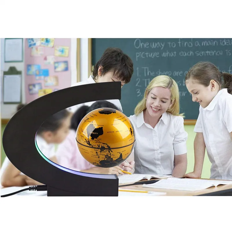 

Magnetic Levitation Floating World Map Globe Rotating Suspended In Air with LED Lights for Learning Teaching Demo Office Desk
