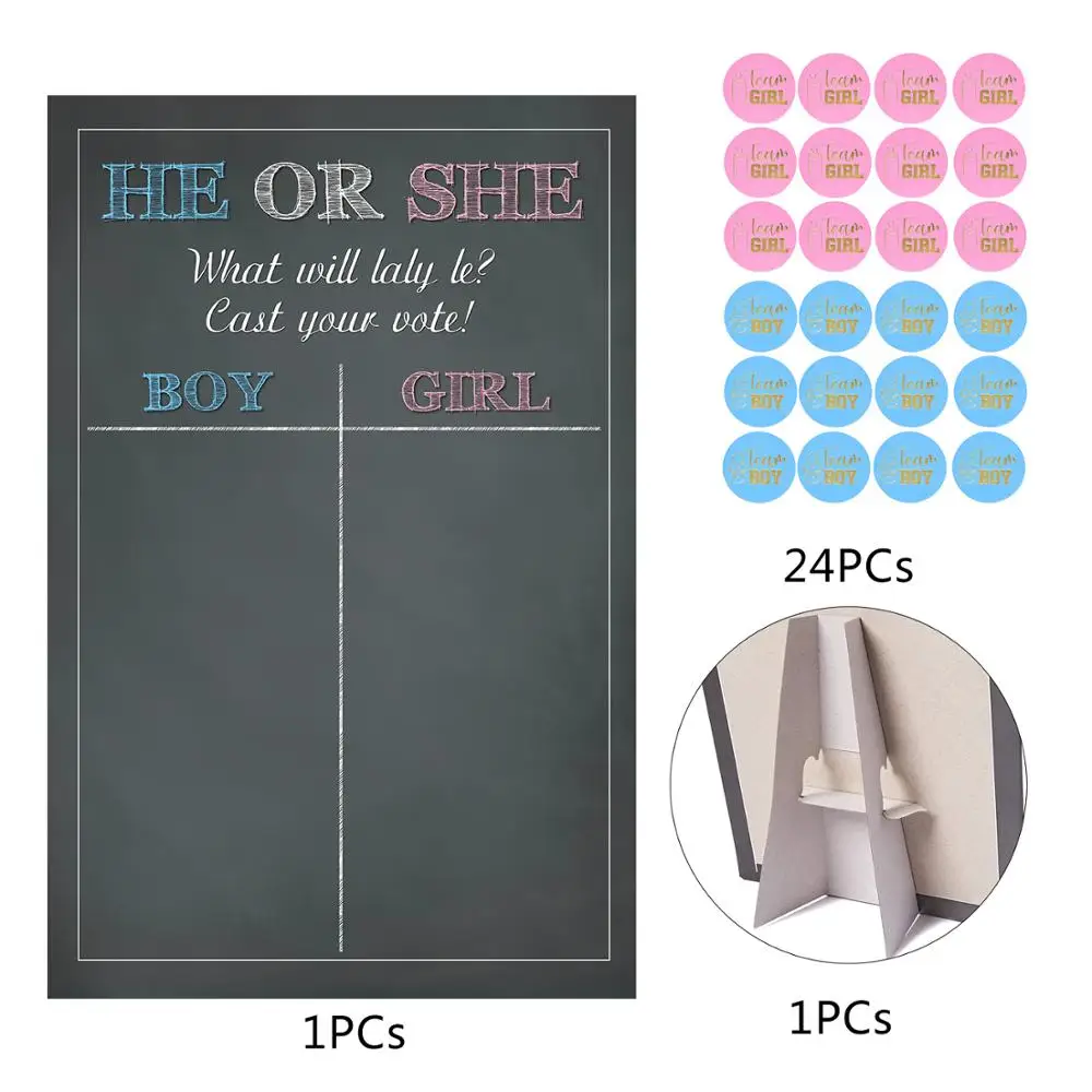 Gender Reveal Party Team Game Voting Card boy or girl Hard Paper Baby Birthday Holiday party | Дом и сад