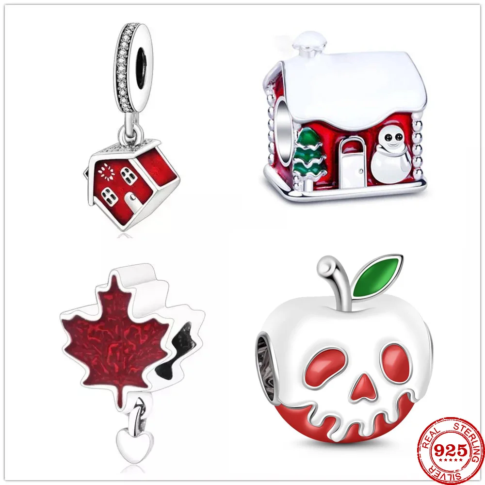 Шармы подвески в виде домика Санта Клауса яблока из серебра 925 пробы подходят для