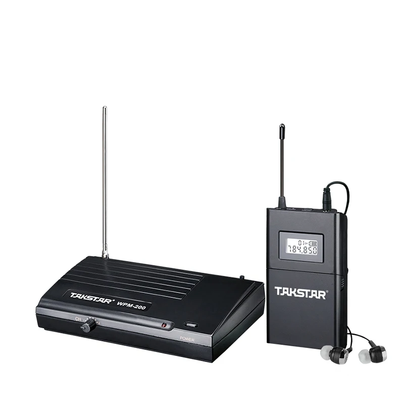 Takstar WPM-200 UHF беспроводной монитор система приемник ЖК-дисплей 6 выбираемых каналов 50 м передача с внутриканальной гарнитурой