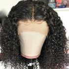 Парик Beaudiva с кудрявыми человеческими волосами, предварительно выщипанные передние парики из человеческих волос на сетке, для женщин, перуанские, 13x4, на сетке спереди, Короткие вьющиеся волосы без повреждений