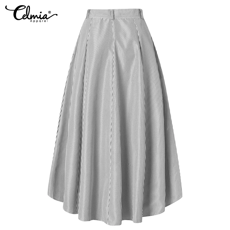 Юбка Женская длинная в полоску модная вечервечерние Макси-юбка Celmia Свободные