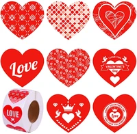 50 500pcs red heart shape label sticker valentines day gift packaging seal candy bag wedding supply stationery sticker 1inch