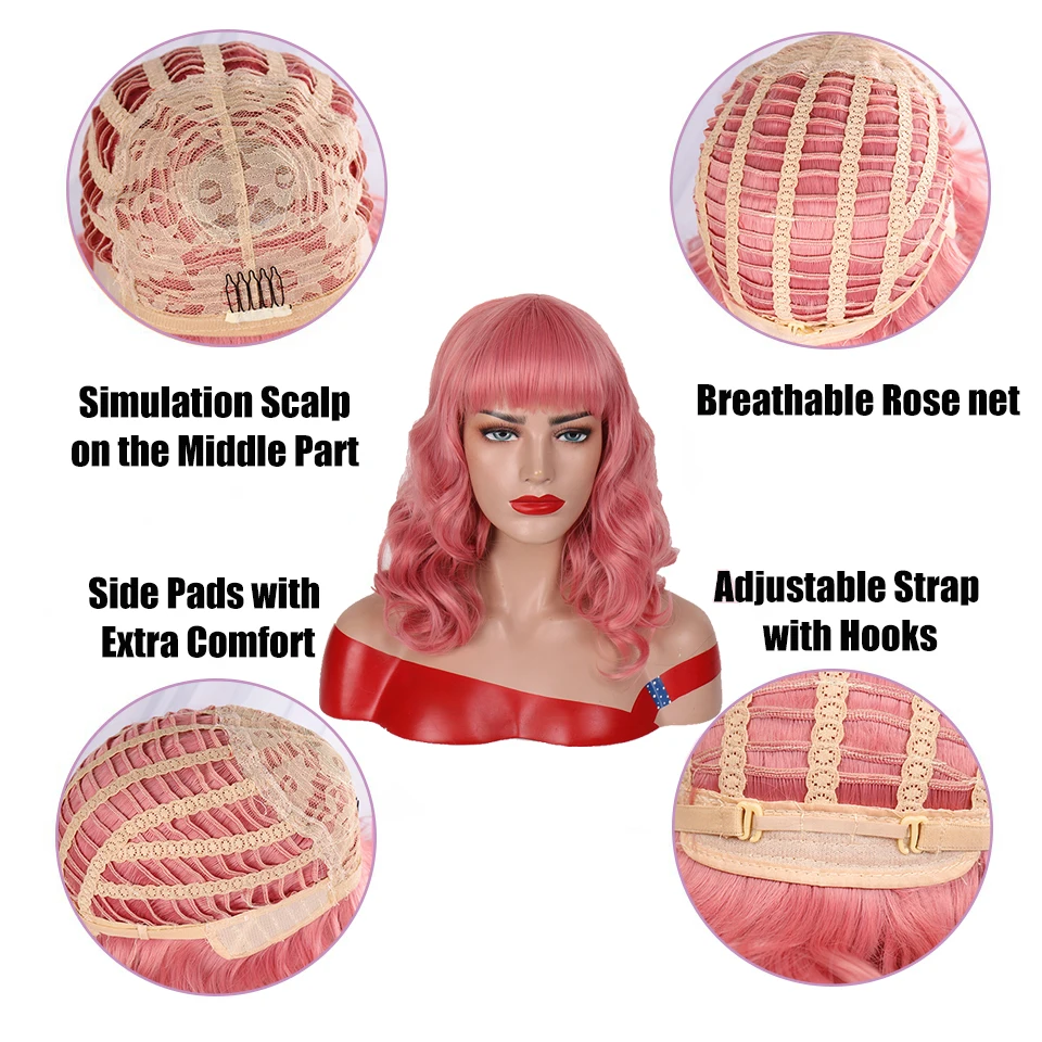 Женские короткие волнистые синтетические парики в стиле ретро винтажные