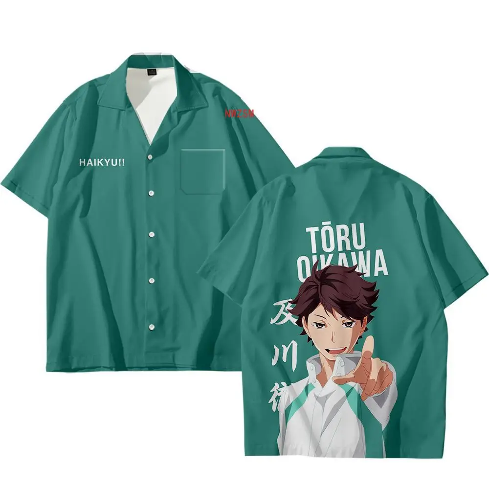Аниме Haikyuu Cosplay Костюм Повседневная рубашка с короткими рукавами и пуговицами для