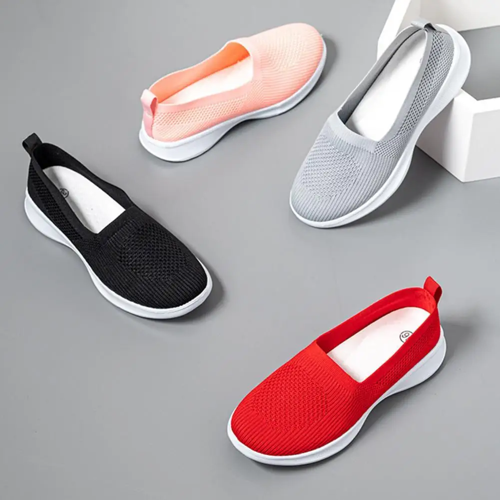 

Sport Shoes Mesh Slip On Lightweight Solid Color Soft Sole Knitting Sock Sneakers Footwear