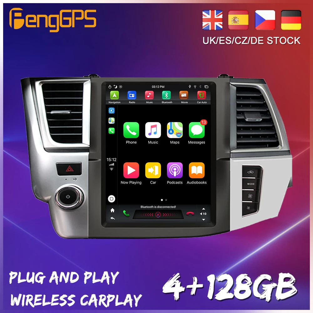

Вертикальный экран Tesla на Android 128, 9,0 ГБ, для Toyota Highlander 2014-2018, автомобильный мультимедийный плеер, GPS, радио, стерео, головное устройство