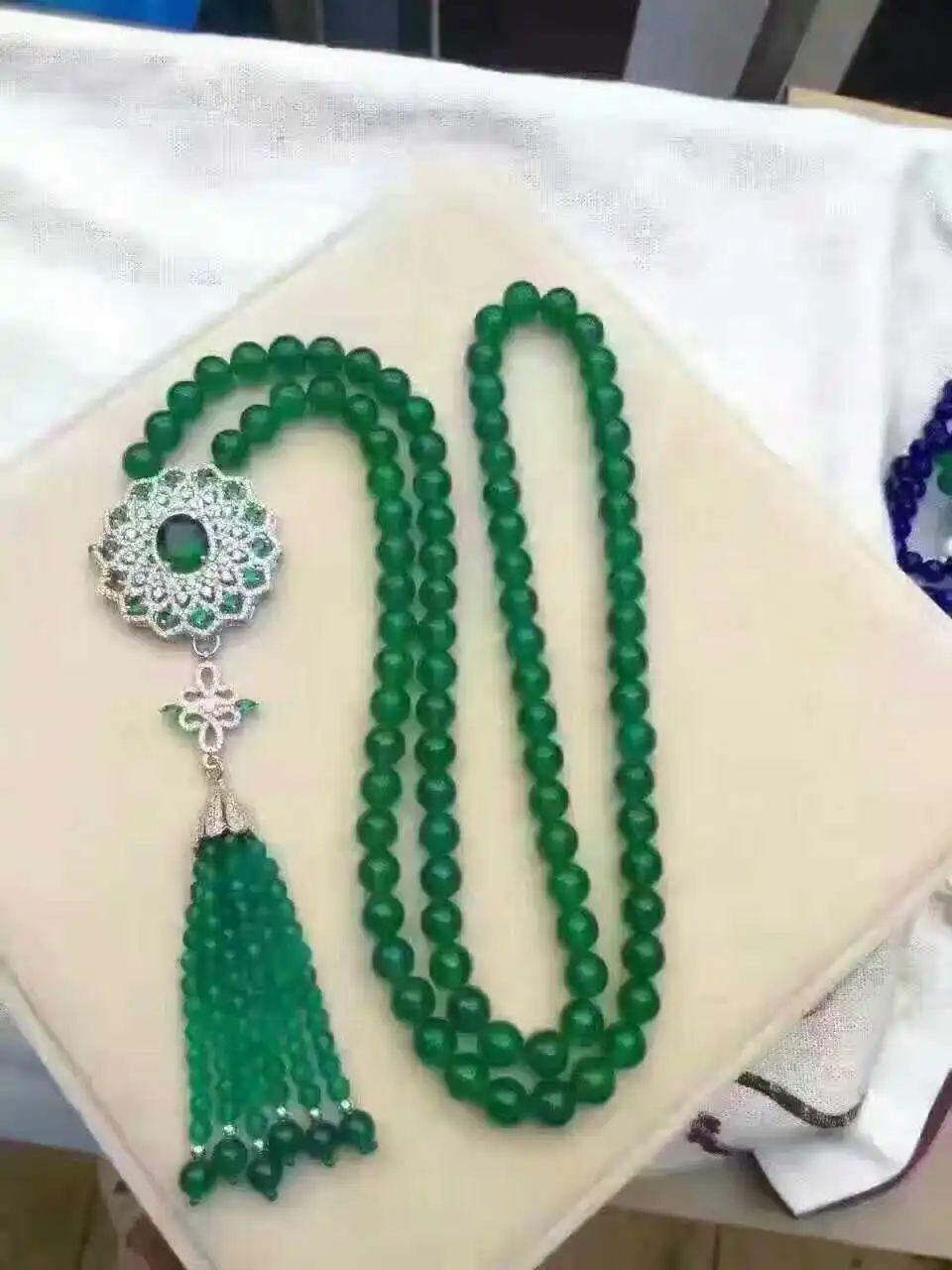 Длинное ожерелье из зеленой яшмы 8 мм оптом 34 дюйма бусины в подарок - купить по