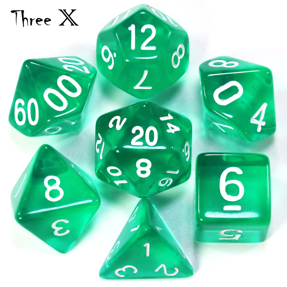 Желе эффект 7 шт зеленый цвет игра кости DnD D4 d6 d8 d10 d12 d20 переносные игральные