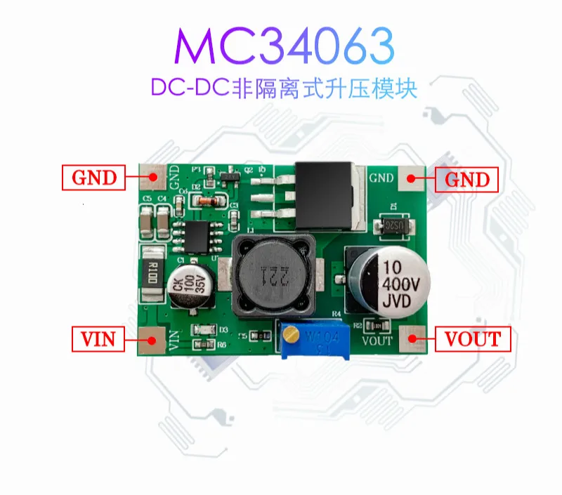 

ST Semiconductor MC34063 Module DC-DC Non-isolated Boost Glow Tube Driving Voltage DC High Voltage