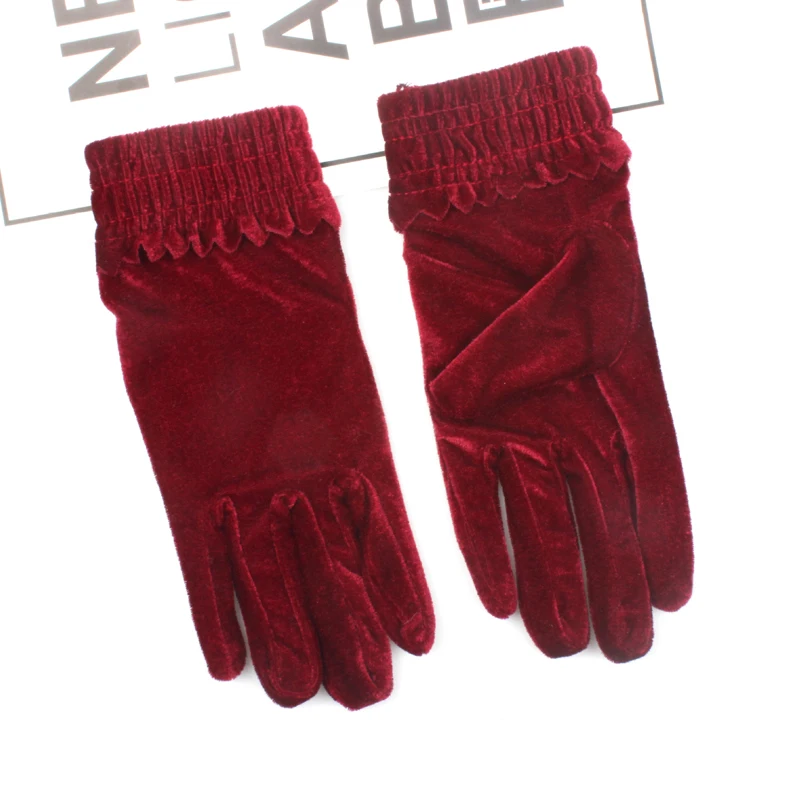 Винтажные зимние женские теплые бархатные эластичные перчатки мягкие удобные