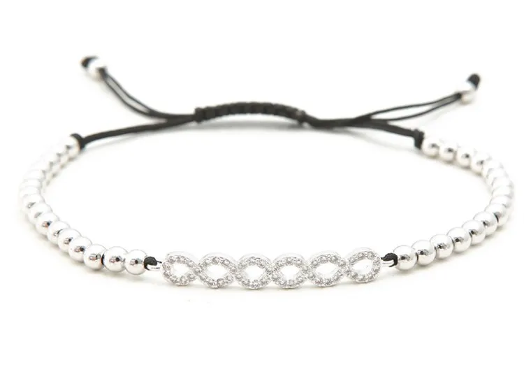 Женский браслет из медного бисера ih4 с регулируемой веревочкой кубического