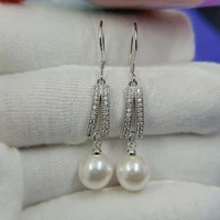 pearl jewelry s925 sterling silver wedding drop earrings for women cute fine jewelry ethnic engagement earrings women gift