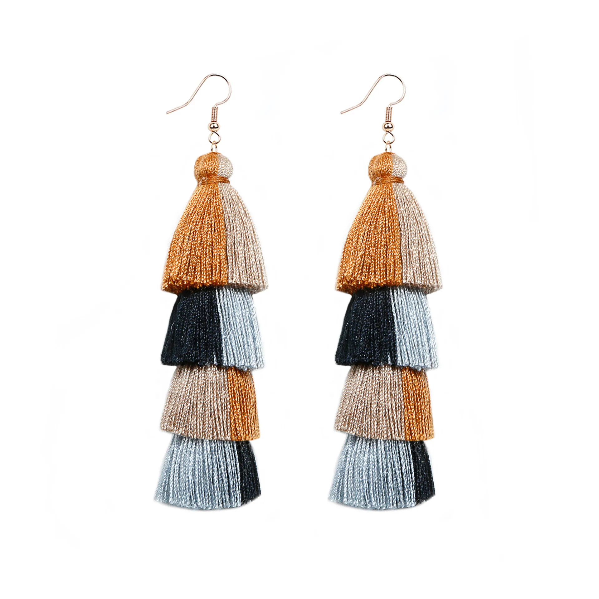 

2020 Colorful Tassel Dangle Earrings Women Statement Bohemian Handmade Lightweight Hanging Fringe Drop Earrings clothing Gift
