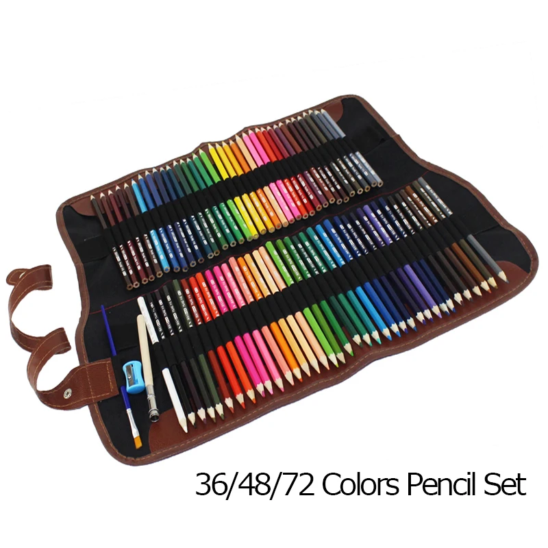 Набор водорастворимых цветных карандашей из дерева 48/72 цветов чехол пенал сумки
