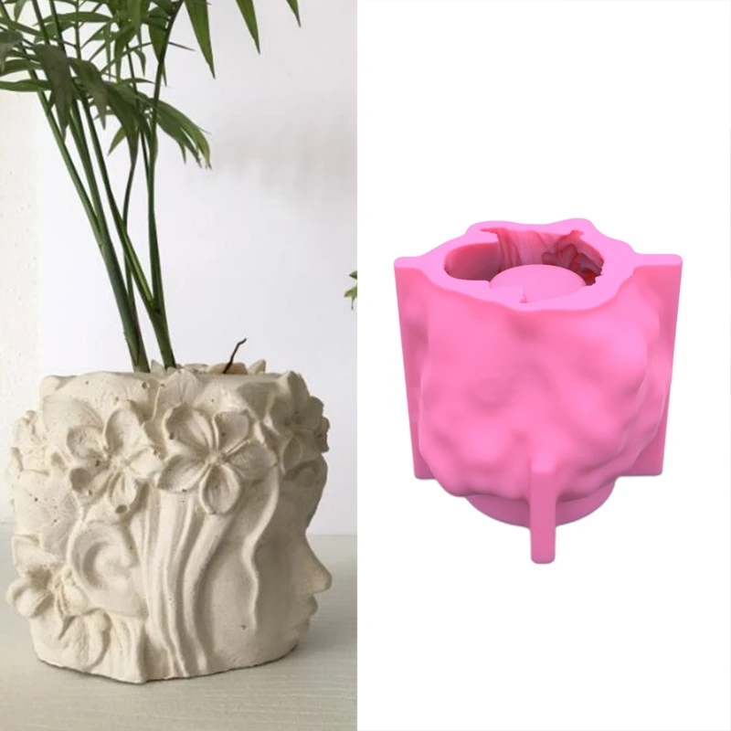 

Beautifull 3D Girl Head Flowerpot UV Epoxy Mold Succulents Vase Planter Concrete Plaster Resin Silicone Mould DIY Crafts