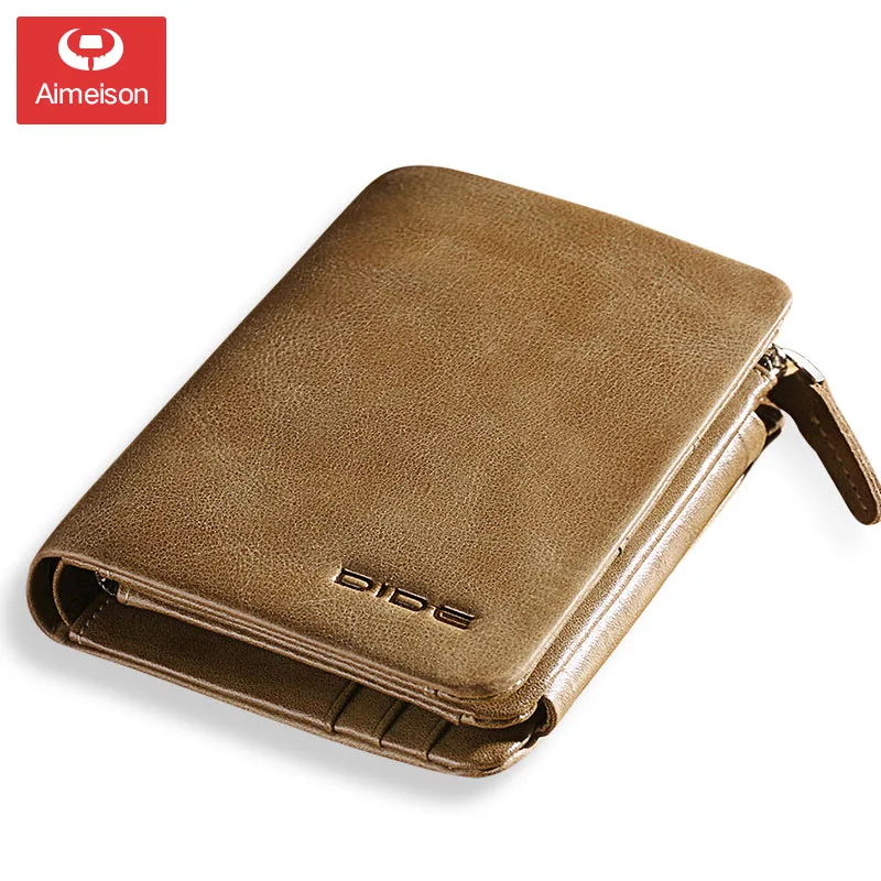 Тройной складной бумажник для паспорта мужской кошелек короткий верхний слой из